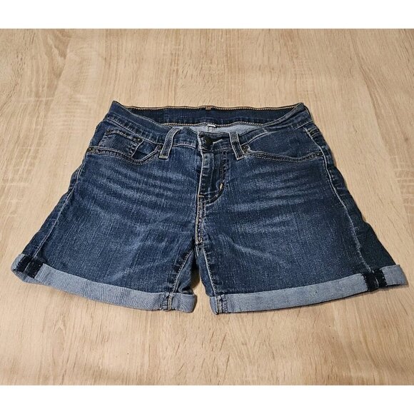 Signature Levi Strauss Low Rise Cuffed Stretch  Denim Jean Shorts Women’s Sz 24 - Picture 1 of 7